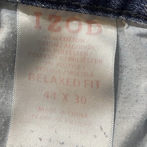 Izod Mens Relaxed Fit Blue Jeans 44x30 Cotton Blend Denim Casual Pants - Picture 2 of 13
